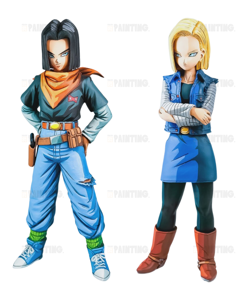 2D Style Dragon Ball Z Android 17 & 18 Figure Repaint 2D Style Dragon Ball Z Android 17 & 18 Figure Repaint