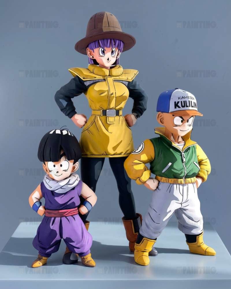 Dragon Ball Trio of Gohan, Krillin, Bulma 2D Colour Figure Repaint