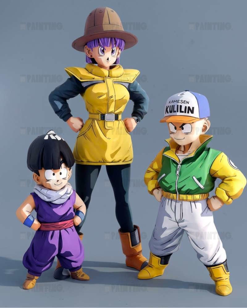 Dragon Ball Trio of Gohan, Krillin, Bulma 2D Colour Figure Repaint