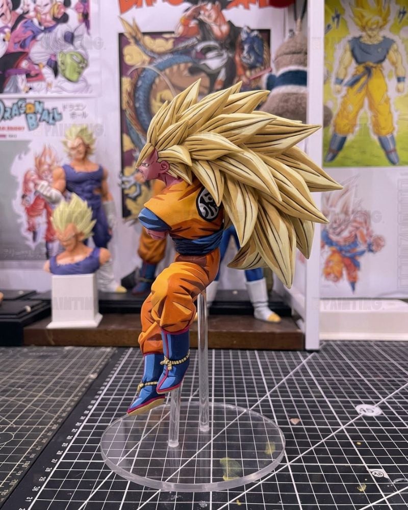 Anime Style Dragon Ball Super Saiyan 3 Son Goku Figure Repaint