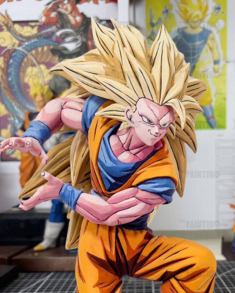 Anime Style Dragon Ball Super Saiyan 3 Son Goku Figure Repaint