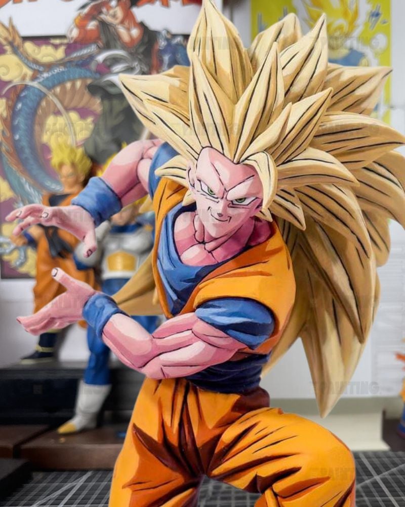 Anime Style Dragon Ball Super Saiyan 3 Son Goku Figure Repaint