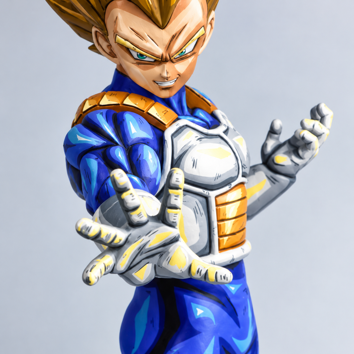 Hand-painted Vegeta Open Hand figure — torso paint detail
