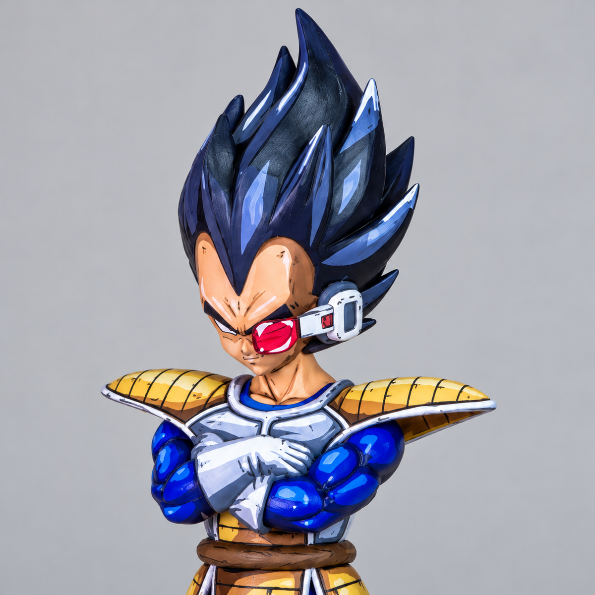 Hand-painted Prince Vegeta figure — head and upper-body detail