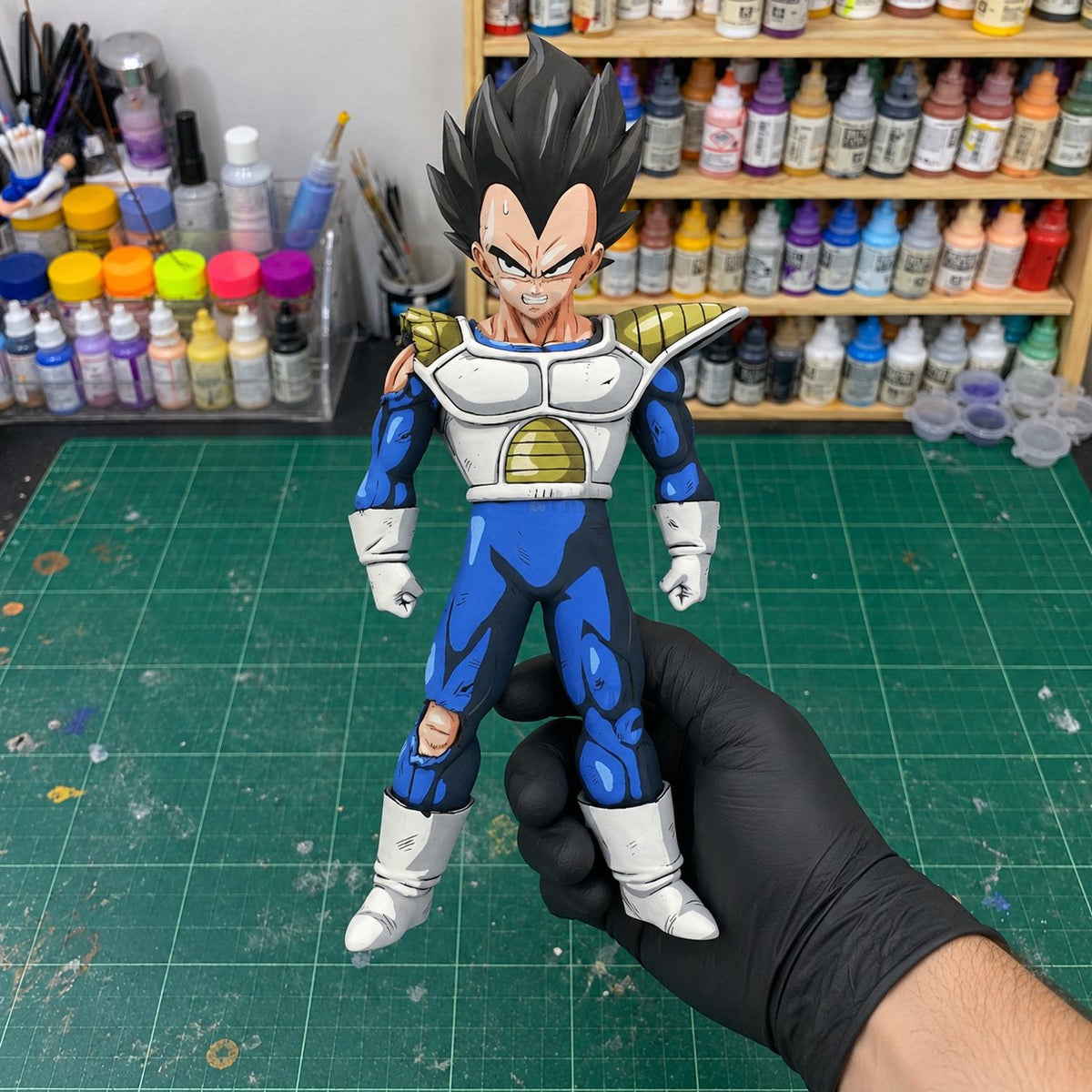 Dragon Ball VS Omnibus Vegeta Figure Repaint — original painted finish in a miniature painting workshop