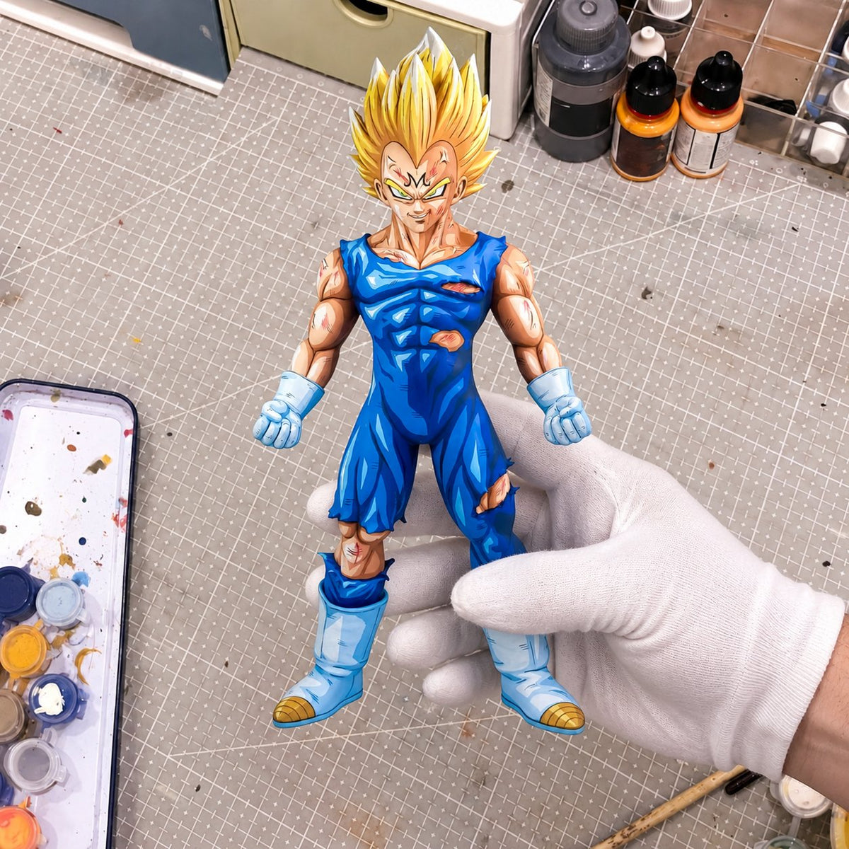 3D Printed Dragon Ball SSJ2 Majin Vegeta Figure Repaint — hand or studio