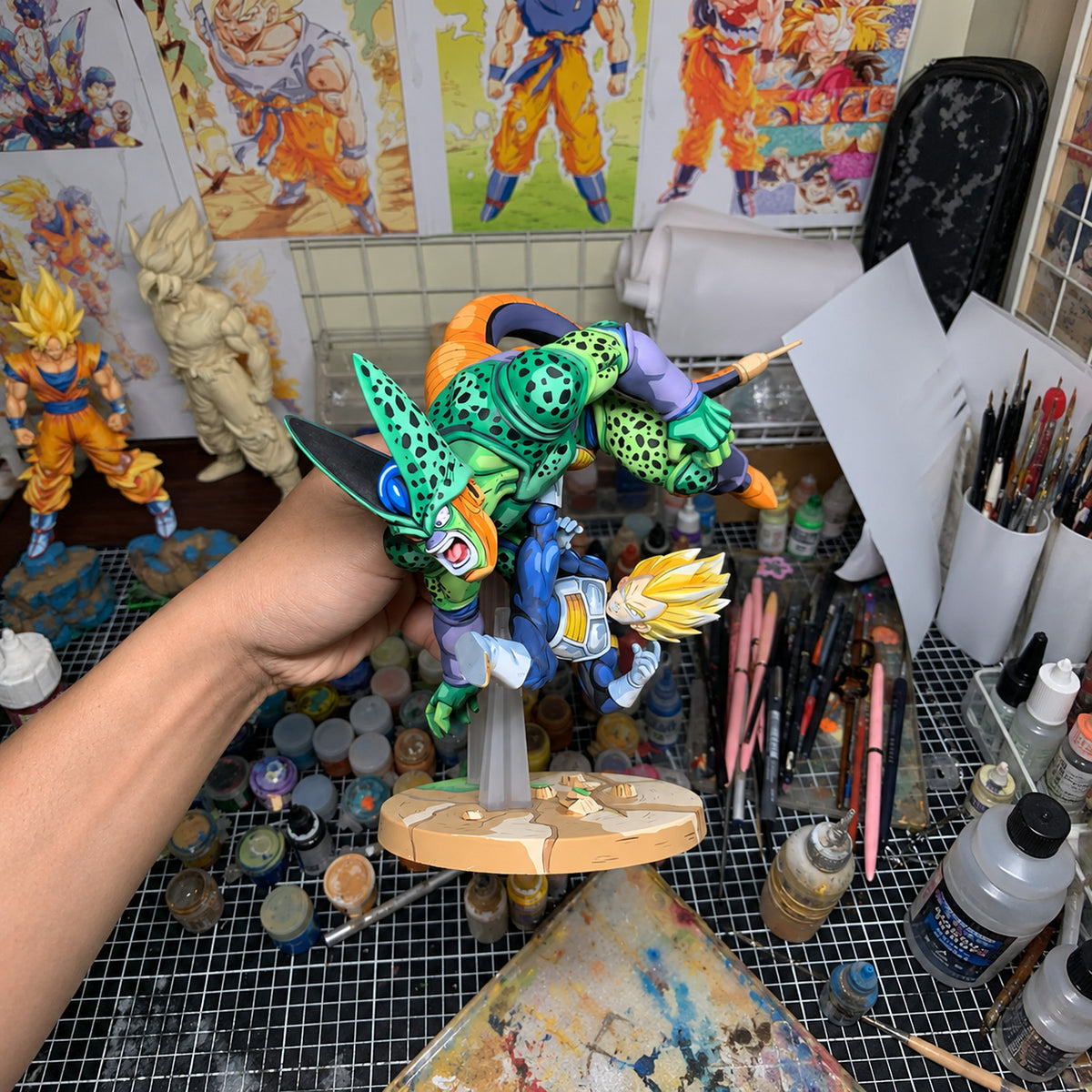 Anime Style Dragon Ball Vegeta vs. Cell Figure Repaint — hand or studio