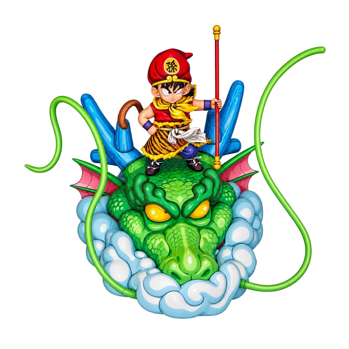 Hand-Painted Dragon Ball Kid Goku on Shenron Figure Repaint — full figure