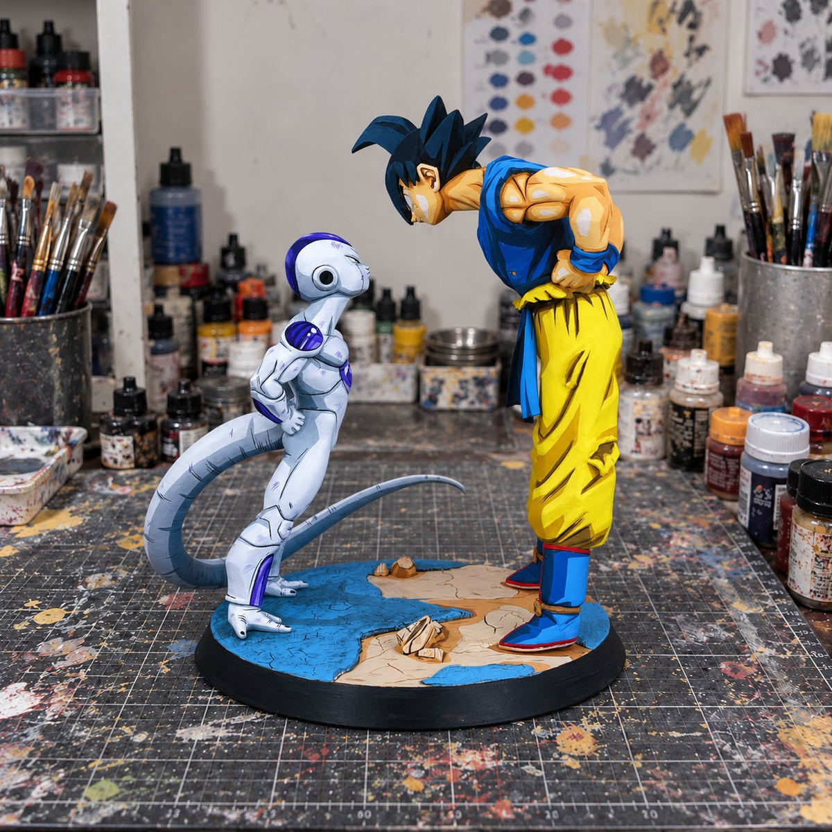 Son Goku vs Frieza Battle On Planet Namek Figure Repaint — Figure in painting workshop