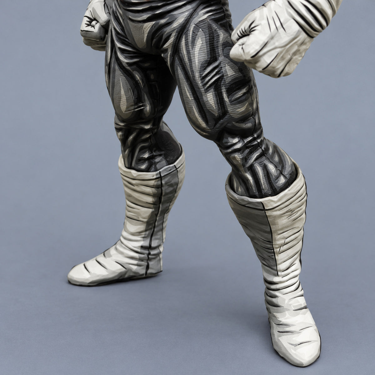Dragon Ball Super Jiren Anime Figure Repaint — black lower trousers and complete wrapped grey boots