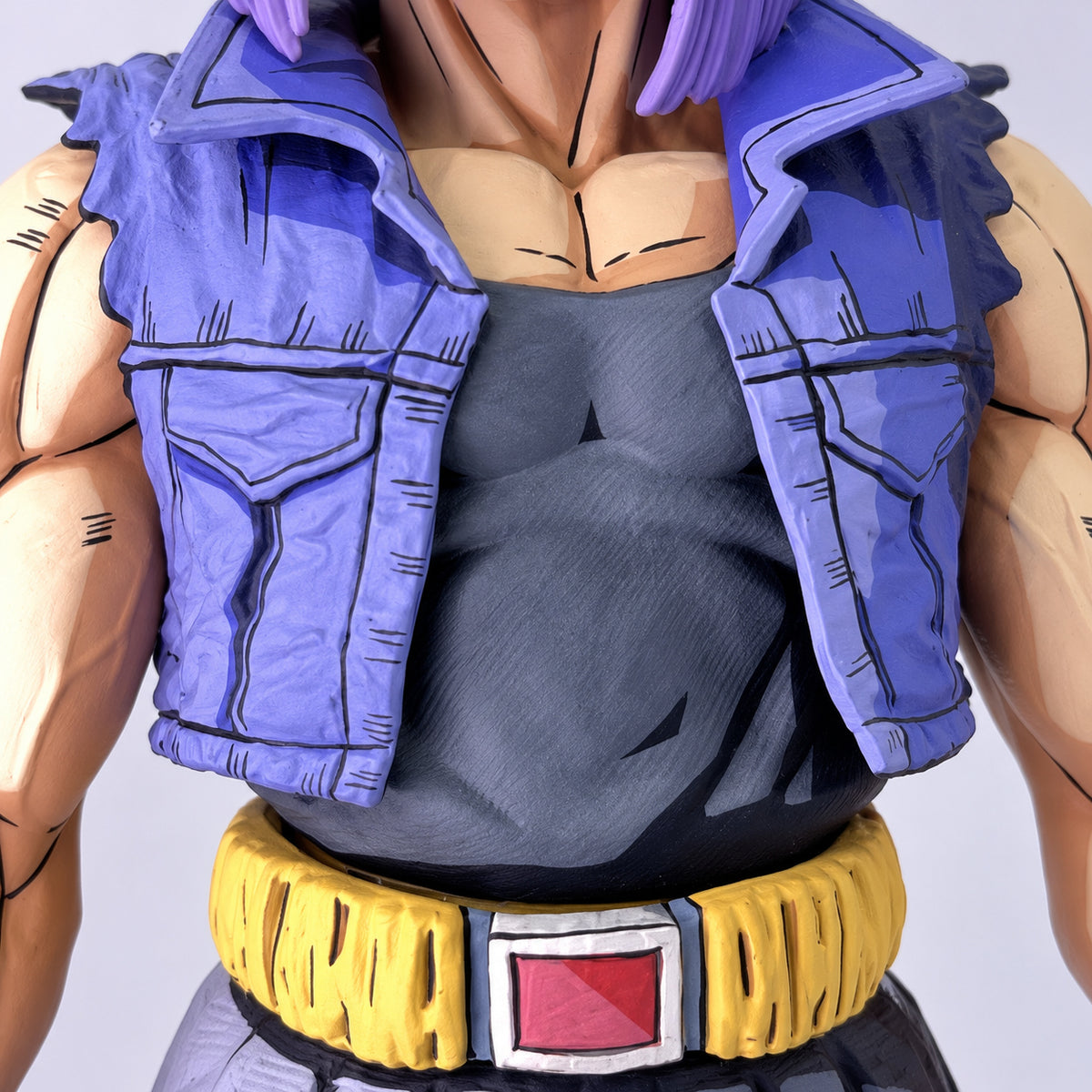 Custom Dragon Ball Trunks Anime Colour 2D Figure Repaint — dark chest shirt and violet vest seams