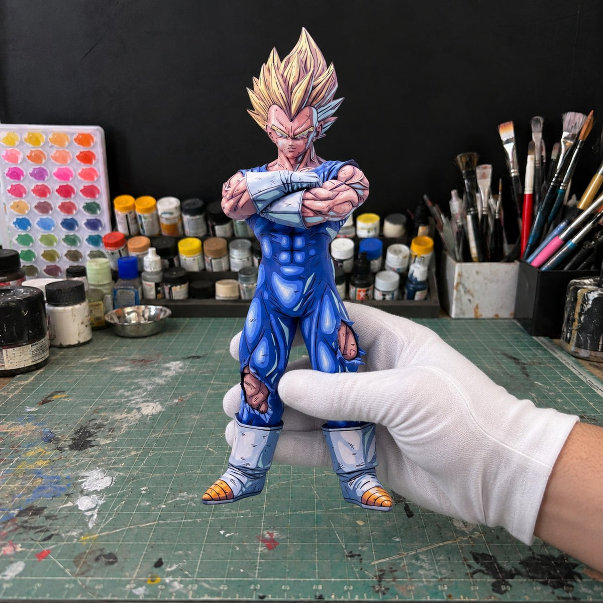 Anime Colour Dragon Ball Majin Vegeta Figure Repaint — original painted finish in a miniature painting workshop