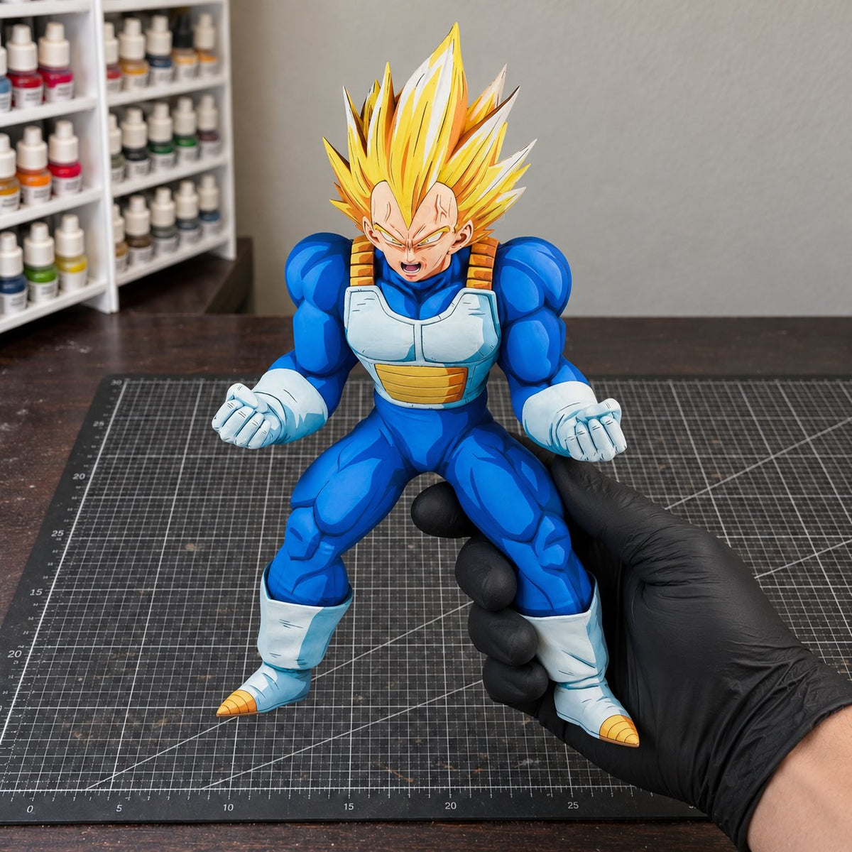 Dragon Ball Z Vegeta SSJ Figure Repaint — hand or studio view