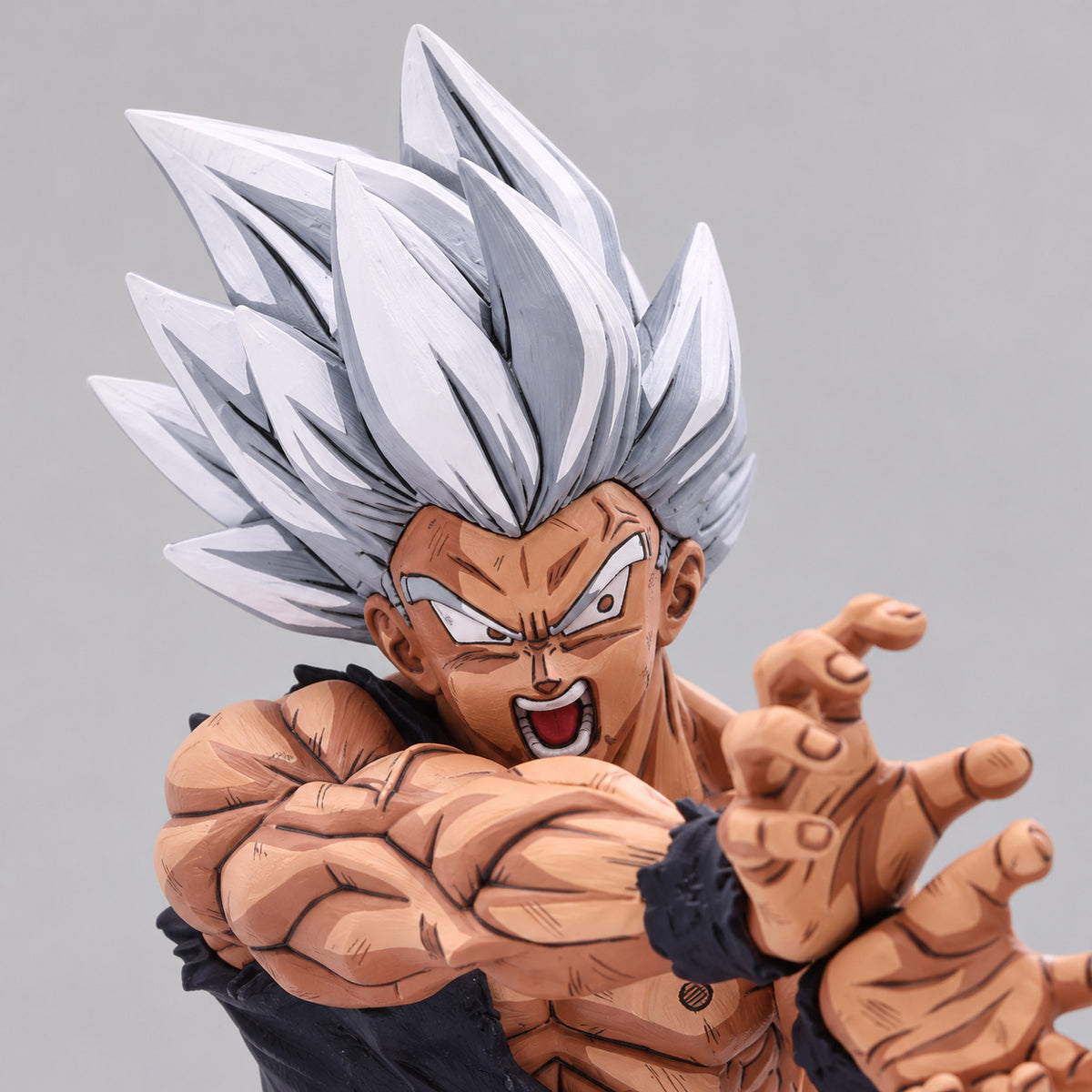 Dragon Ball Legends Goku Figure Repaint – Silver-Hair Colourway — head detail