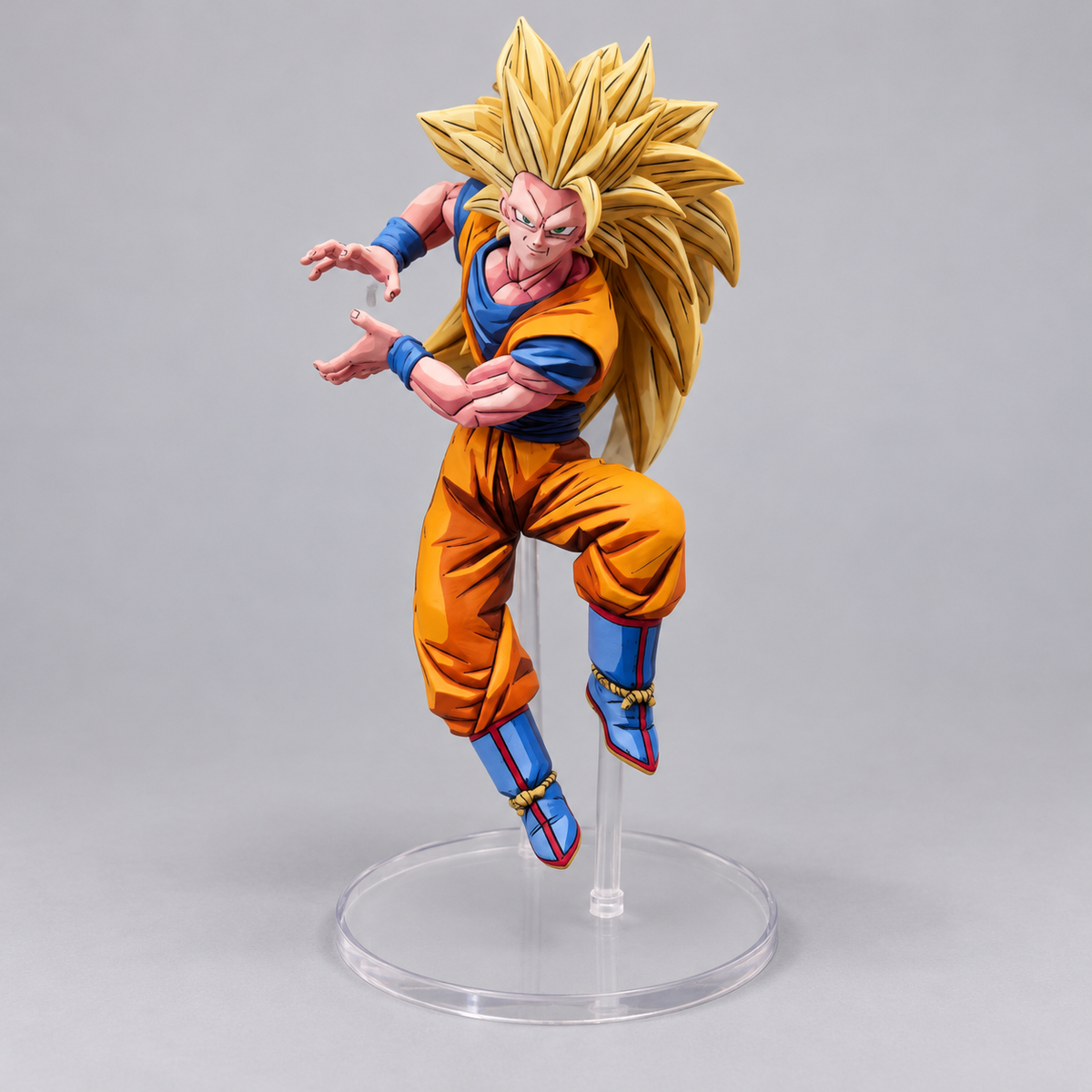 Anime Style Dragon Ball Super Saiyan 3 Son Goku Figure Repaint — 13 cm Action Pose — side or detail view