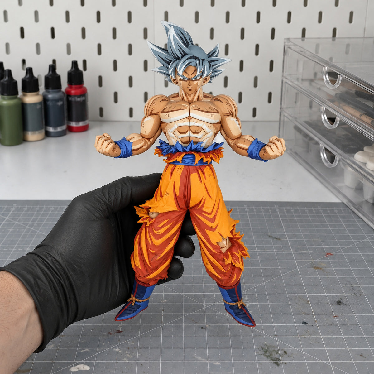 Anime Style 2D Figure Paint Son Goku Ultra Instinct — workshop view