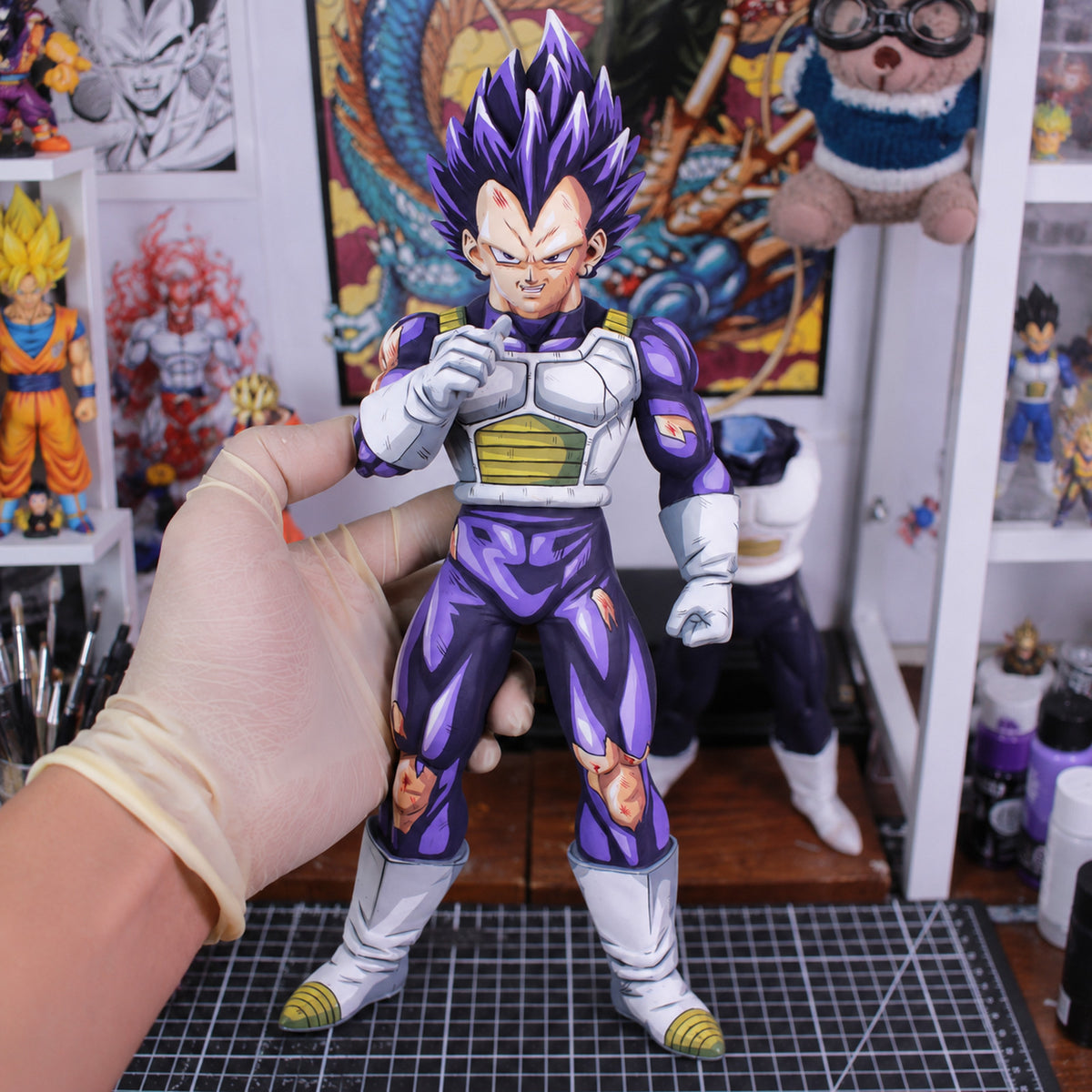 Dragon Ball Super Vegeta Ultra Ego War Damage Figure Repaint — hand or studio view