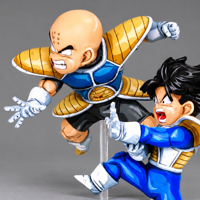Krillin & Young Gohan 2D Painted Battle Diorama — portrait