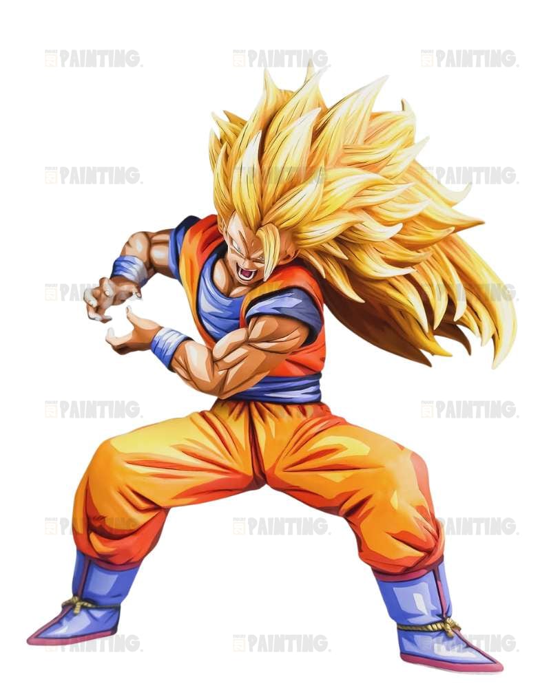 2D Manga Colour Son Goku SSJ3 Kamehameha Figure Repaint
