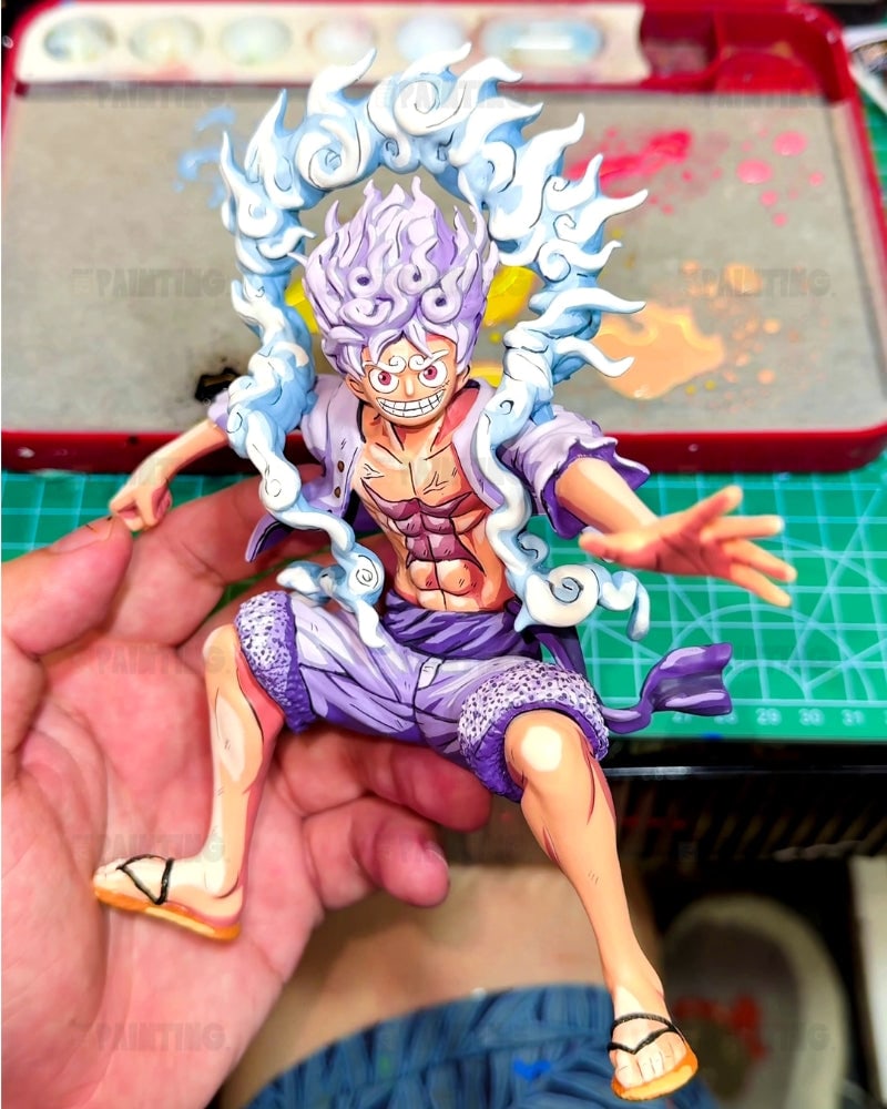 3D Printed Anime Colour One Piece Luffy Gear 5 Figure Repaint