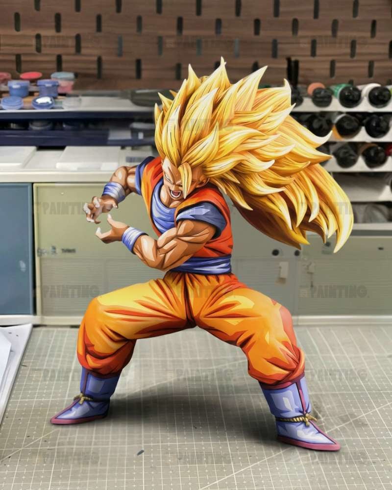 2D Manga Colour Son Goku SSJ3 Kamehameha Figure Repaint