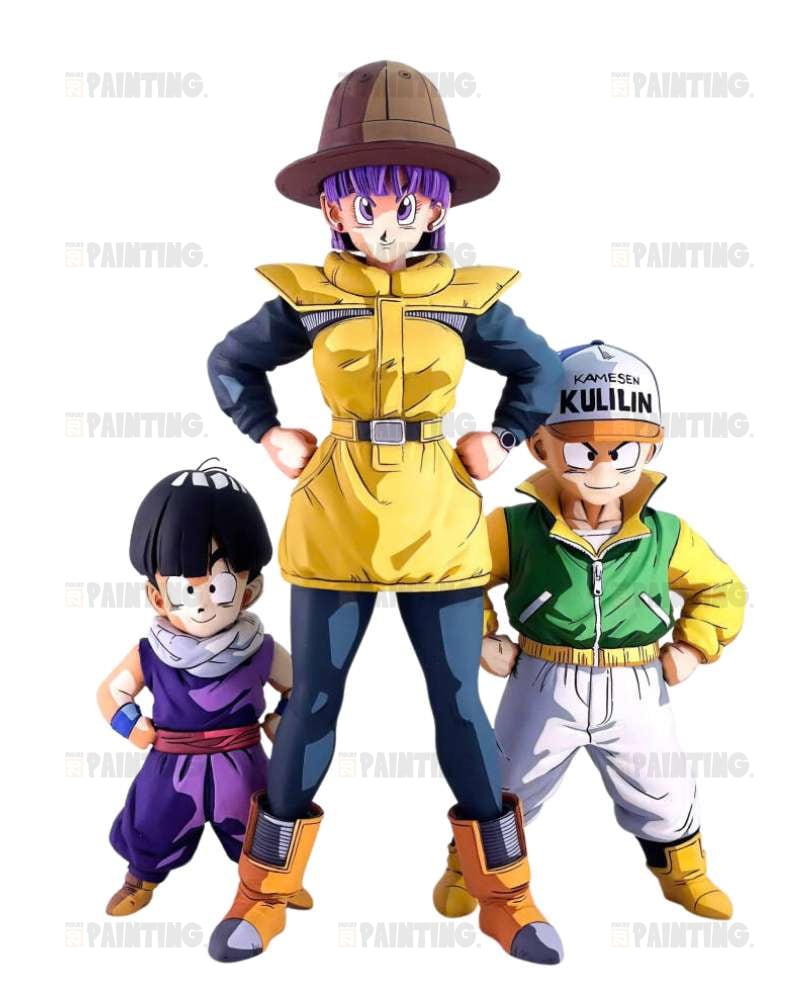 Dragon Ball Trio of Gohan, Krillin, Bulma 2D Colour Figure Repaint