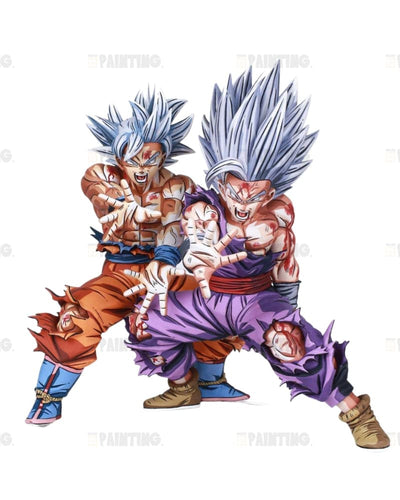 2D Painted Kamehameha Ultra Instinct Goku & Gohan Beast Figure