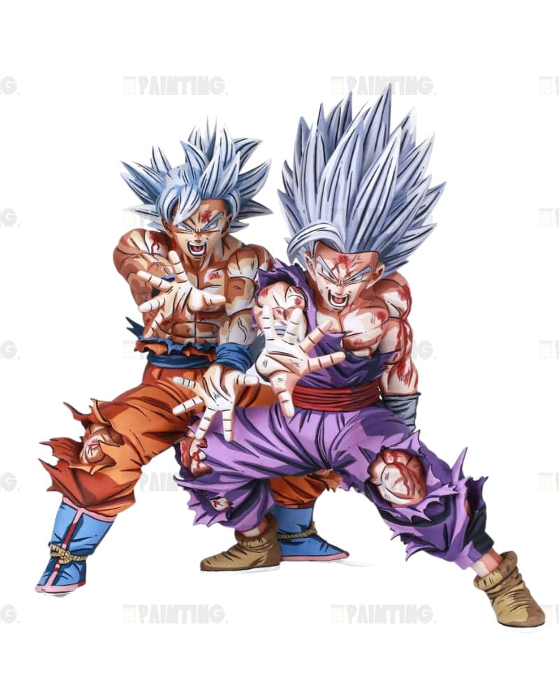 2D Painted Kamehameha Ultra Instinct Goku & Gohan Beast Figure