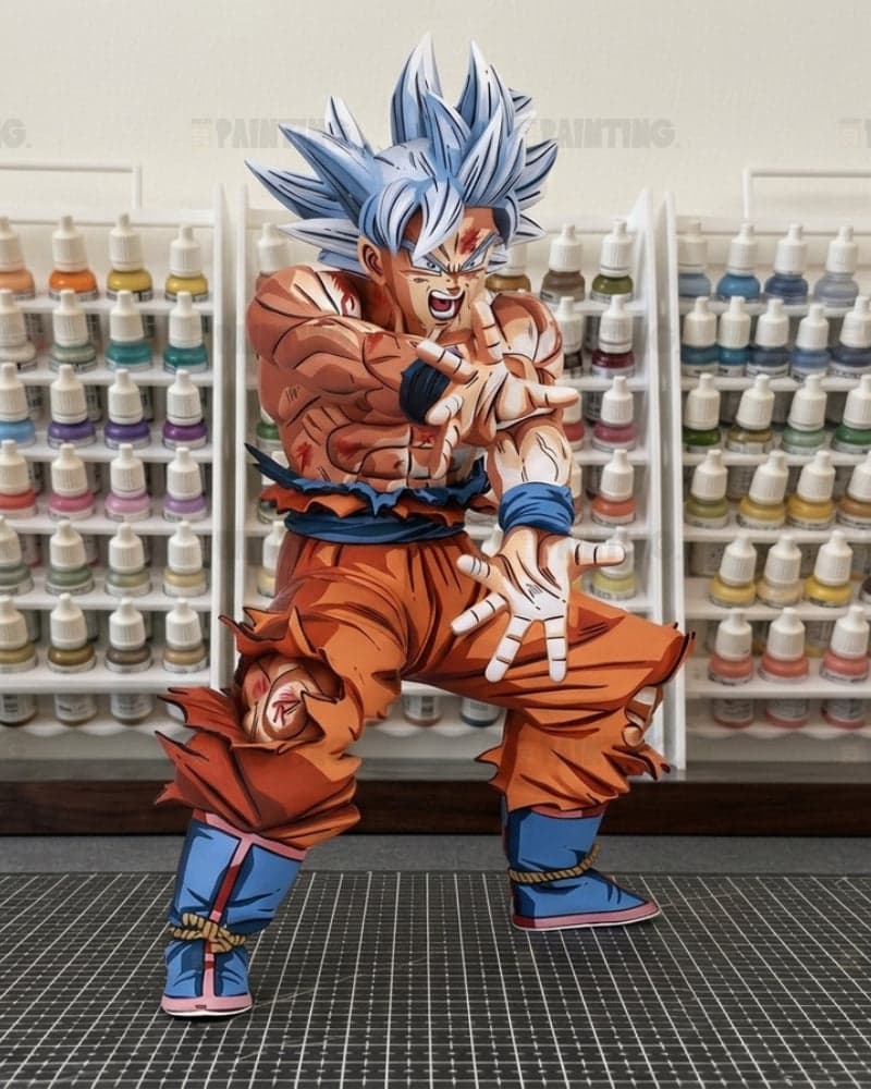 2D Painted Kamehameha Ultra Instinct Goku & Gohan Beast Figure