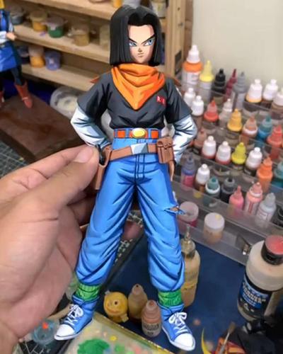 2D Style Dragon Ball Z Android 17 & 18 Figure Repaint