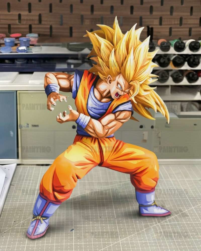 2D Manga Colour Son Goku SSJ3 Kamehameha Figure Repaint