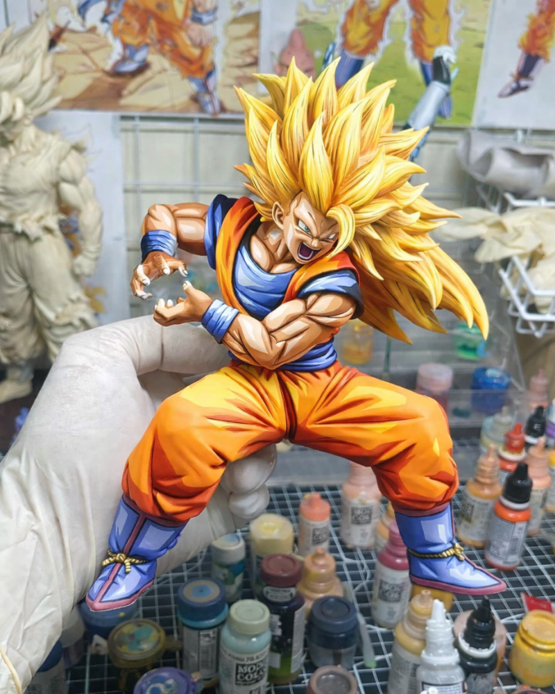 2D Manga Colour Son Goku SSJ3 Kamehameha Figure Repaint