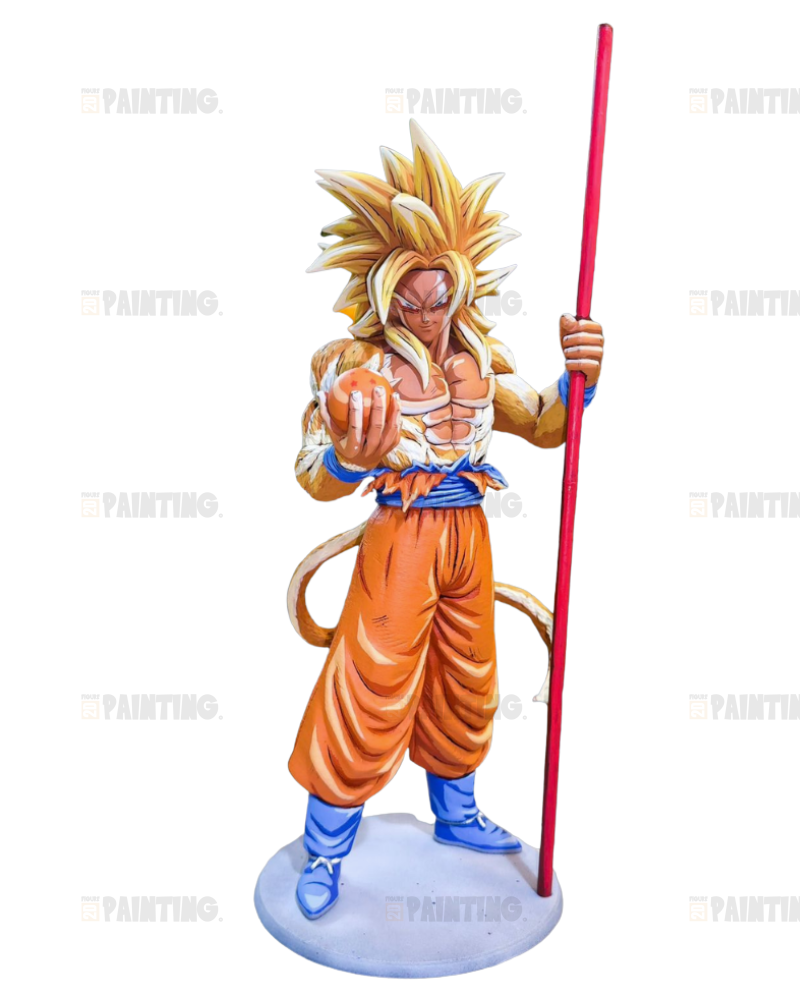 32CM Dragon Ball SSJ4 Golden Goku Figure Repaint