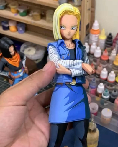 2D Style Dragon Ball Z Android 17 & 18 Figure Repaint