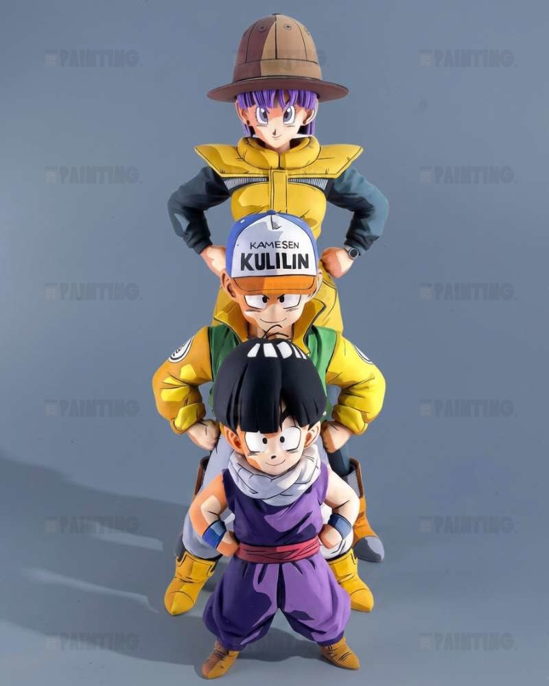 Dragon Ball Trio of Gohan, Krillin, Bulma 2D Colour Figure Repaint