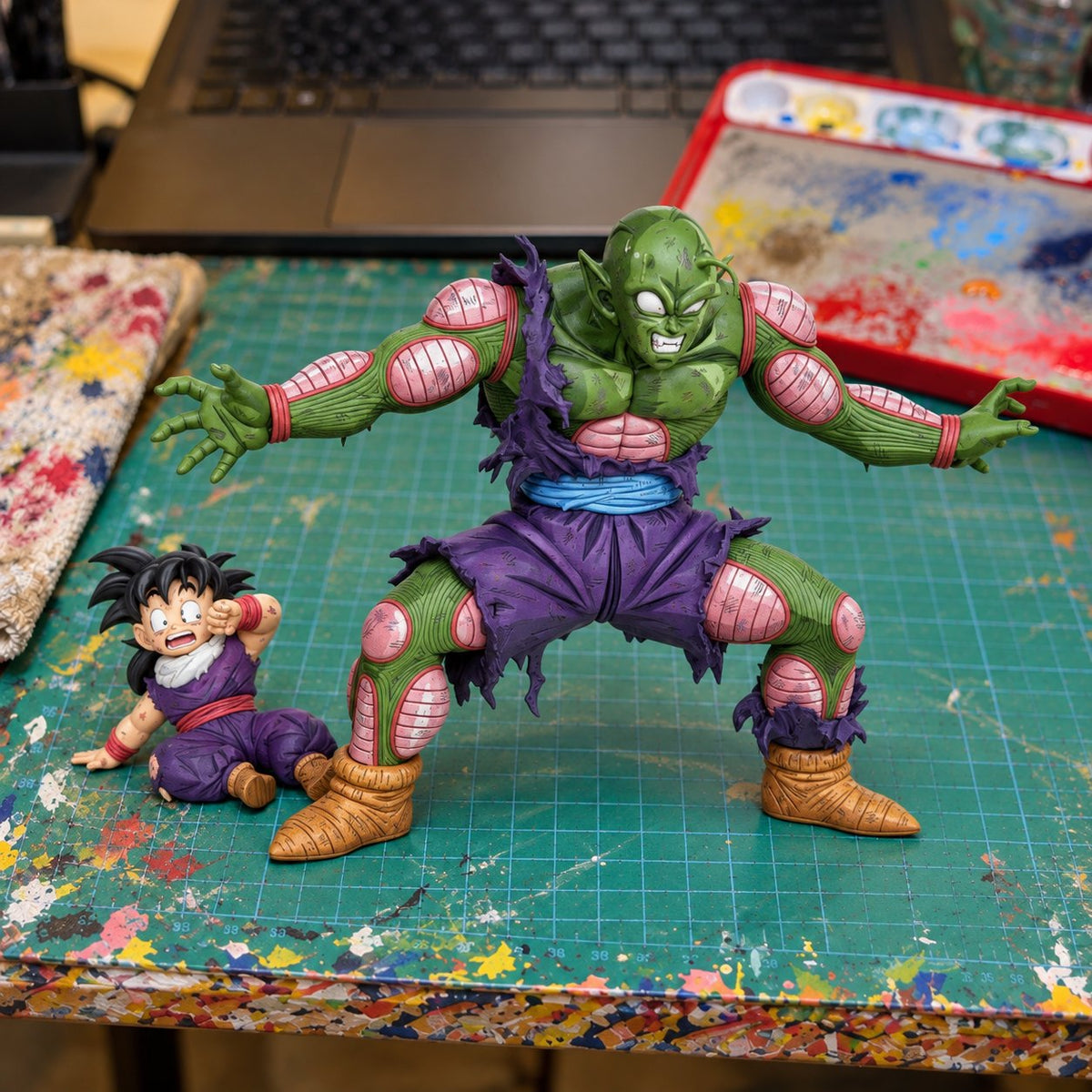 Dragon Ball Piccolo & Son Gohan Figure Repaint — workshop view