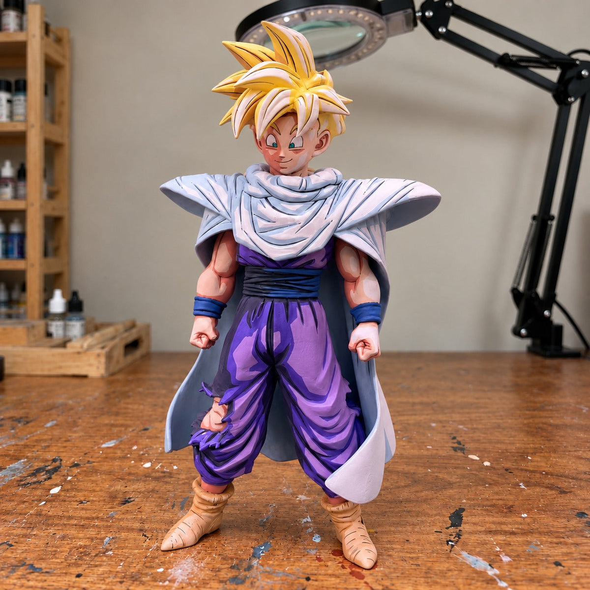 Anime Colour Dragon Ball Z Son Gohan SSJ2 Figure Repaint — painted figure in a miniature painting workshop