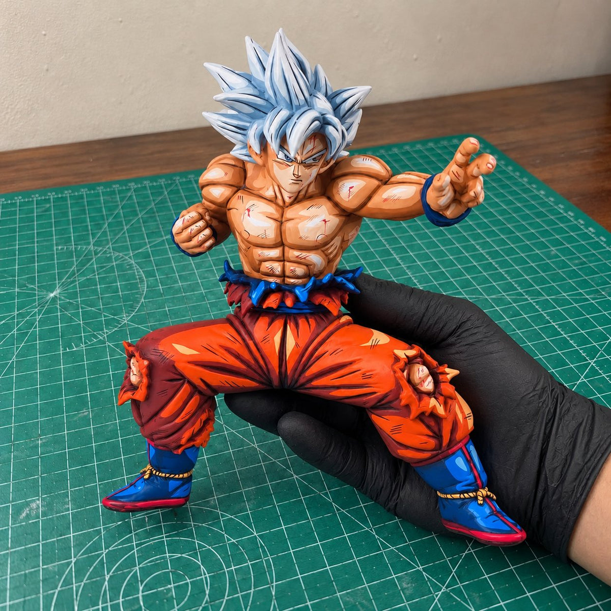 Anime Colour Dragon Ball Super Son Goku Ultra Instinct Figure Repaint — workshop view