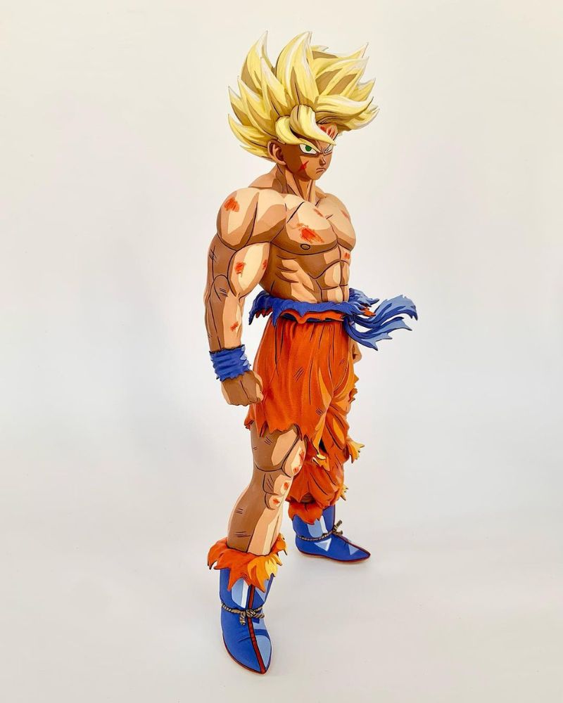 44CM Dragon Ball Z Goku SSJ War Damage Figure Repaint