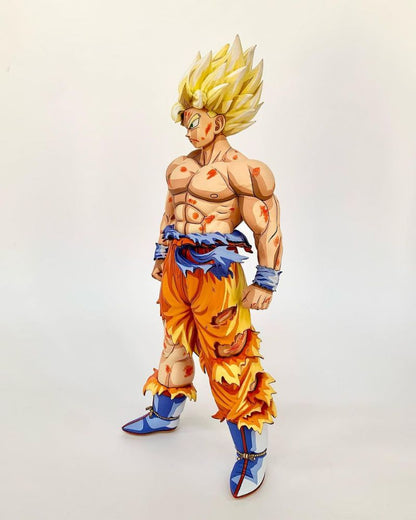 44CM Dragon Ball Z Goku SSJ War Damage Figure Repaint