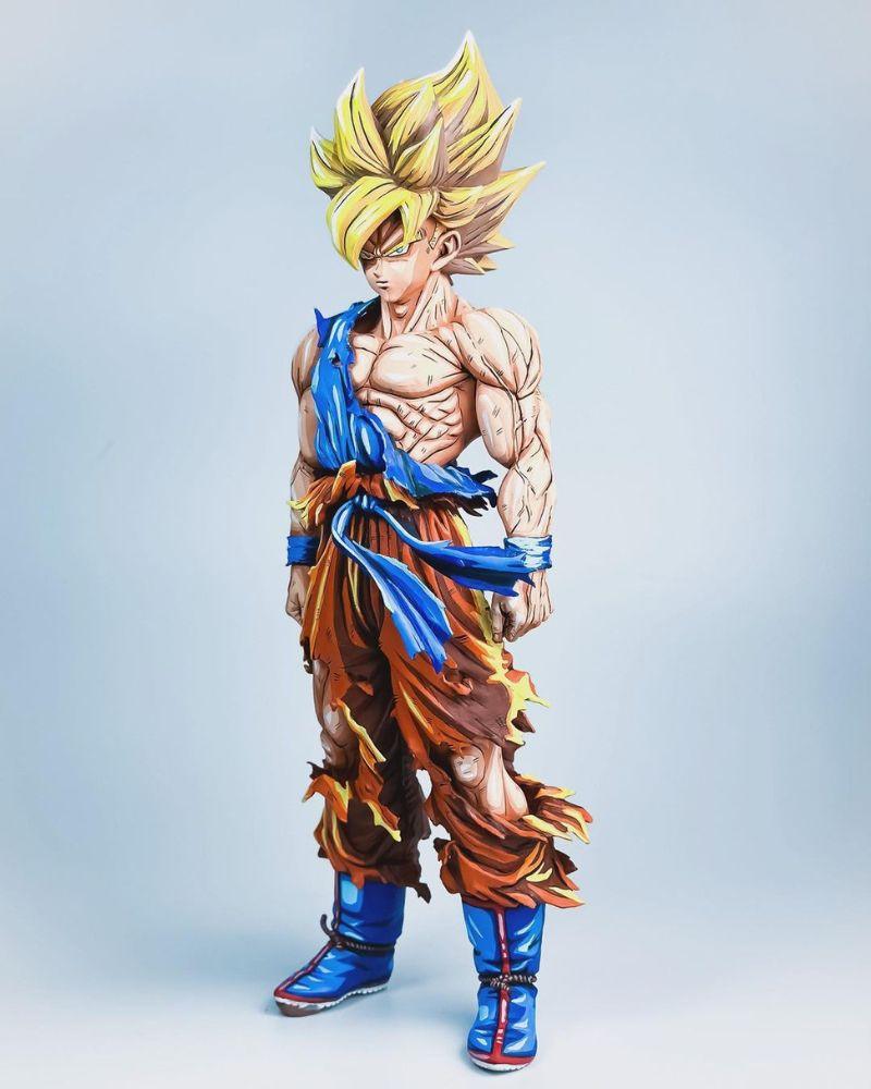 30CM Dragon Ball Z Son Goku SSJ Repaint - 2D Figure Painting