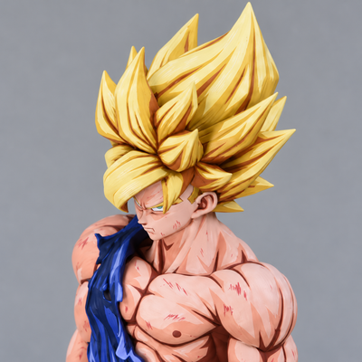 Hand-painted Goku SSJ figure — head and upper-body detail