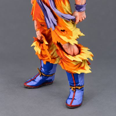 Hand-painted Goku SSJ figure — feet and lower-leg detail