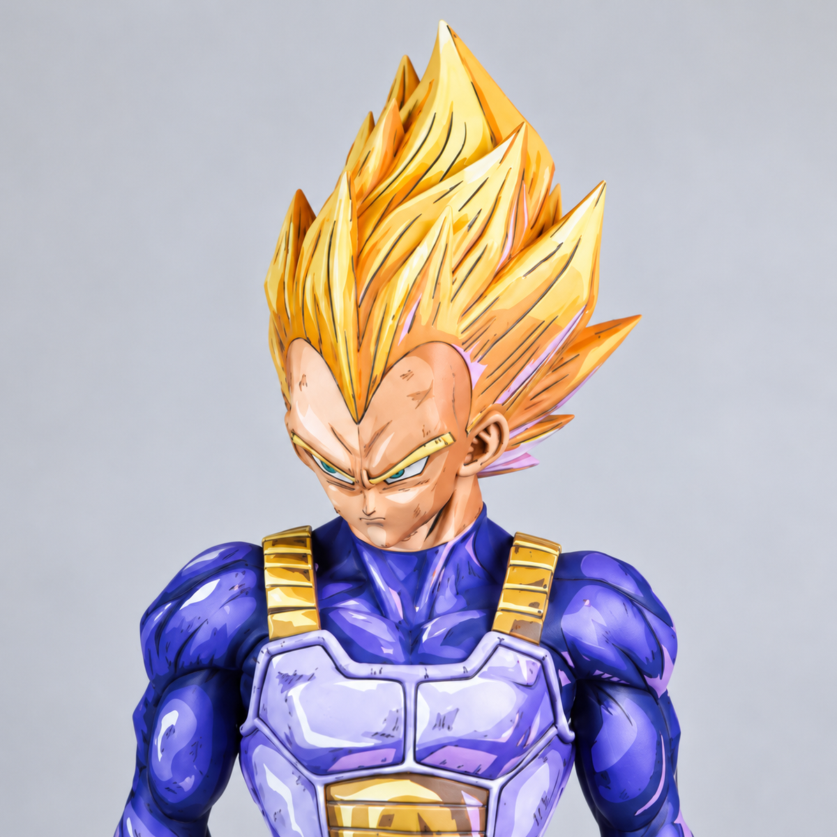 Hand-painted Vegeta SSJ figure — head and upper-body detail