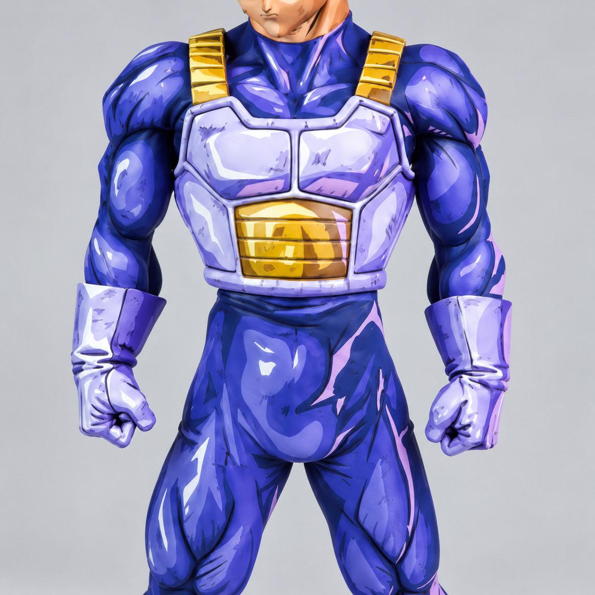 Hand-painted Vegeta SSJ figure — torso paint detail