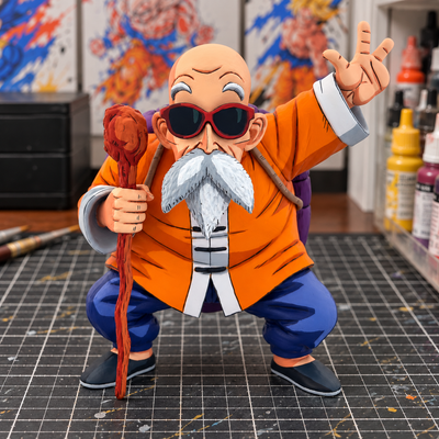 Master Roshi — hand-painted figure in artist workshop