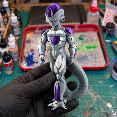 Frieza Grey Variant — hand-painted figure in artist workshop