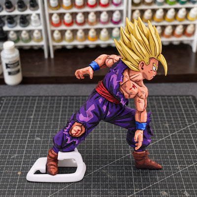 Hand-Painted Dragon Ball Super Saiyan Gohan Battle-Damaged Figure Repaint — hand or studio