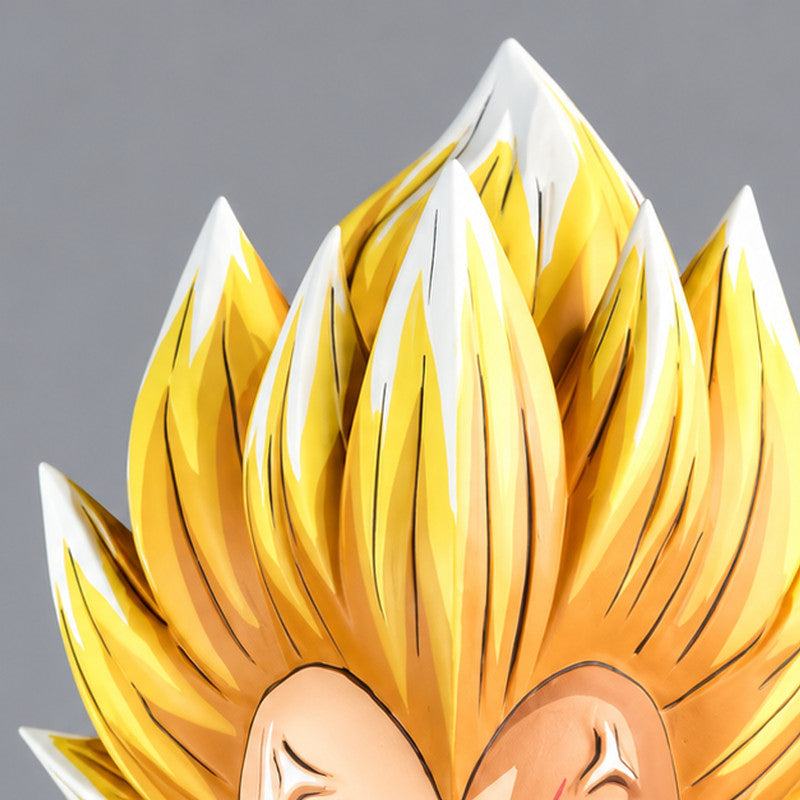 3D Printed Dragon Ball SSJ2 Majin Vegeta Figure Repaint — close-up of hair sculpt and painted highlights