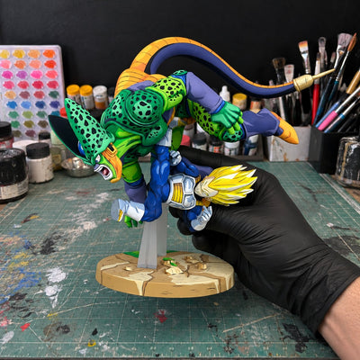 Anime Style Dragon Ball Vegeta vs. Cell Figure Repaint — hand or studio